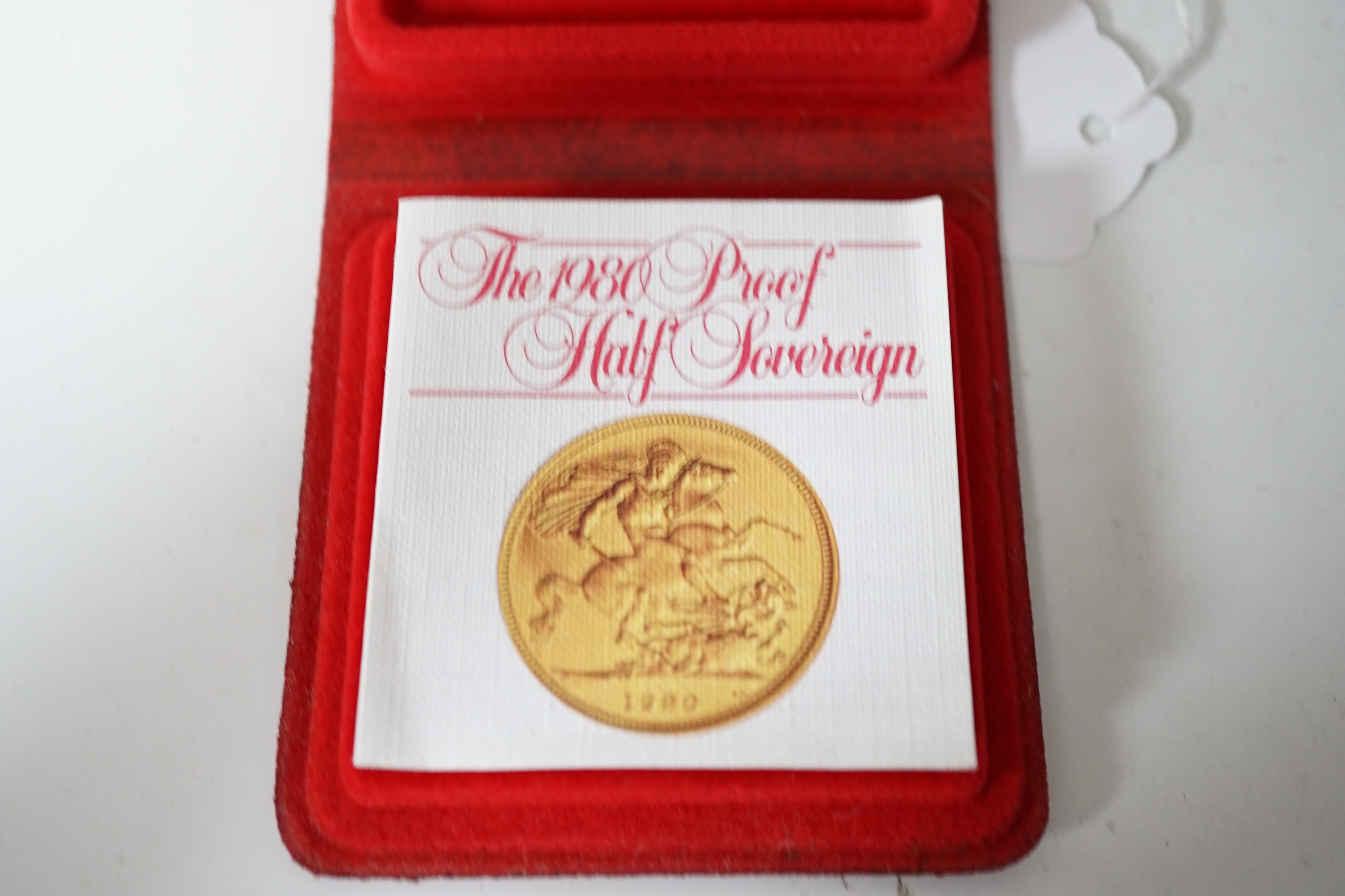 British gold coins, 1980 QEII proof gold half sovereign, in case of issue with certificate